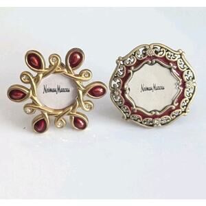 Jay Strongwater Clip On Brooch Picture Photo Frame Neiman Marcus Gold Red Pin